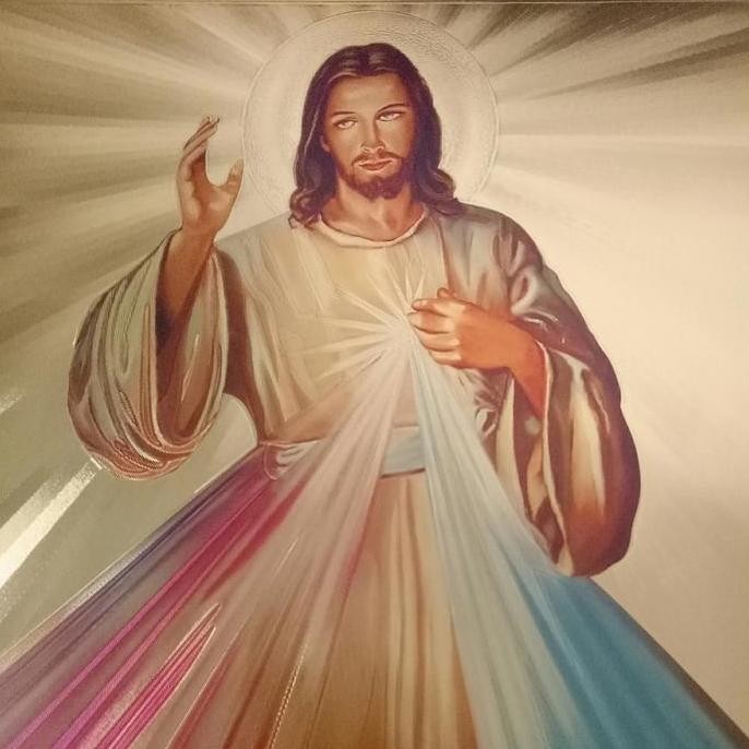 new poster gambar Yesus kerahiman ilahi emas