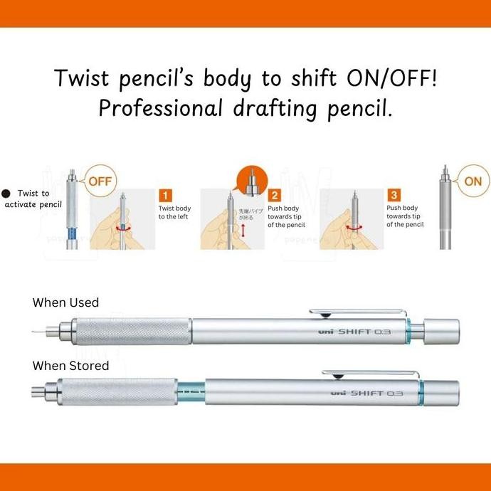 

TERMURAH - Uni Shift Pipe Lock Drafting Pencil Mechanical Pencil 0.3 0.4 0.5 0.7 0.9 mm Pensil Mekanik untuk Menggambar