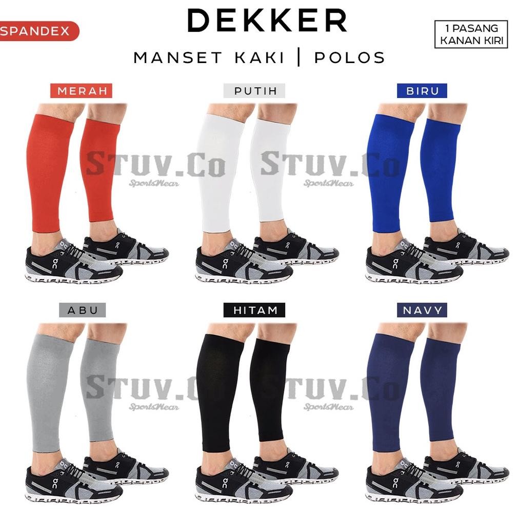 (SATU SET) PELINDUNG BETIS DEKKER DEKER MANSET KAOS KAKI OLAHRAGA JOGGING LARI VOLY SEPAKBOLA FUTSAL