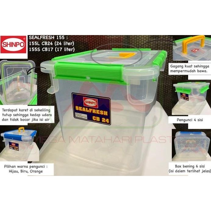 

Terlaris Container Box Kedap Udara 17 Liter Sealfresh 155S Cb17 Shinpo