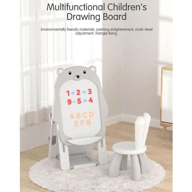 

NEW DUO LADIES Bear white board and rack/papan tulis + kursi untuk anak