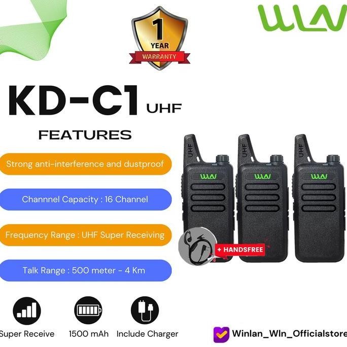 Murah Wln Winlan Ht Walkie Talkie Kd-C1 Uhf ( 3Pcs ) + Hnadsfree