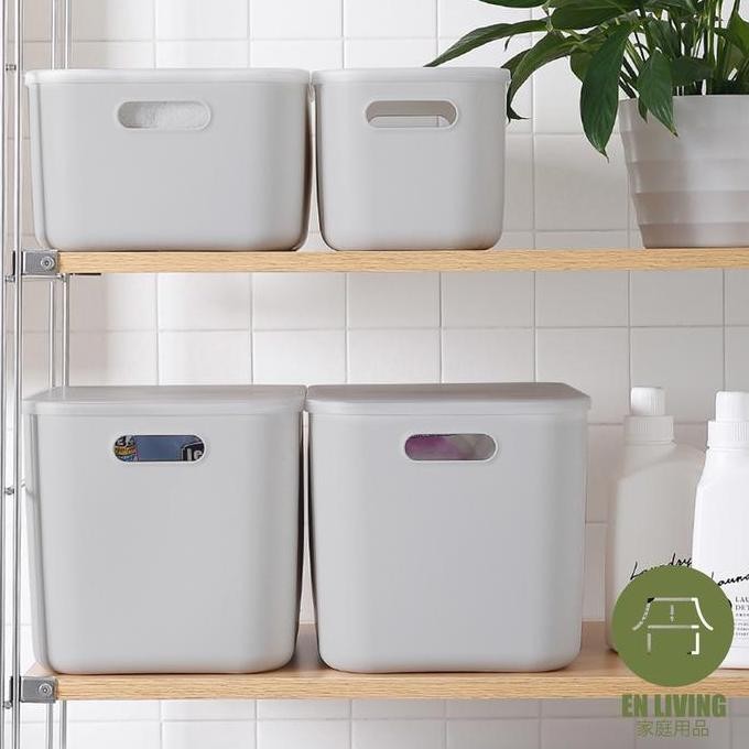 

Terlaris En Living Storage Box With Handle Medium Grey / Kotak Multifungsi