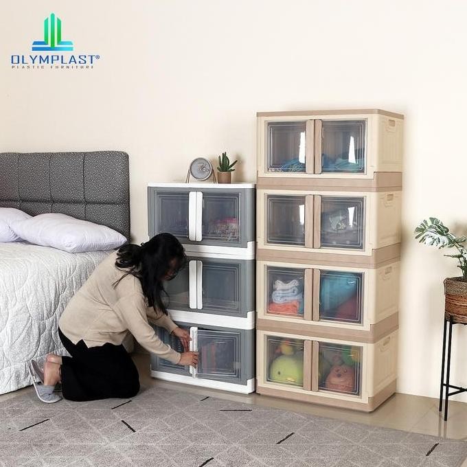 

Terlaris Olymplast Folding Storage Plastic Container Box Kotak Penyimpanan Ofs