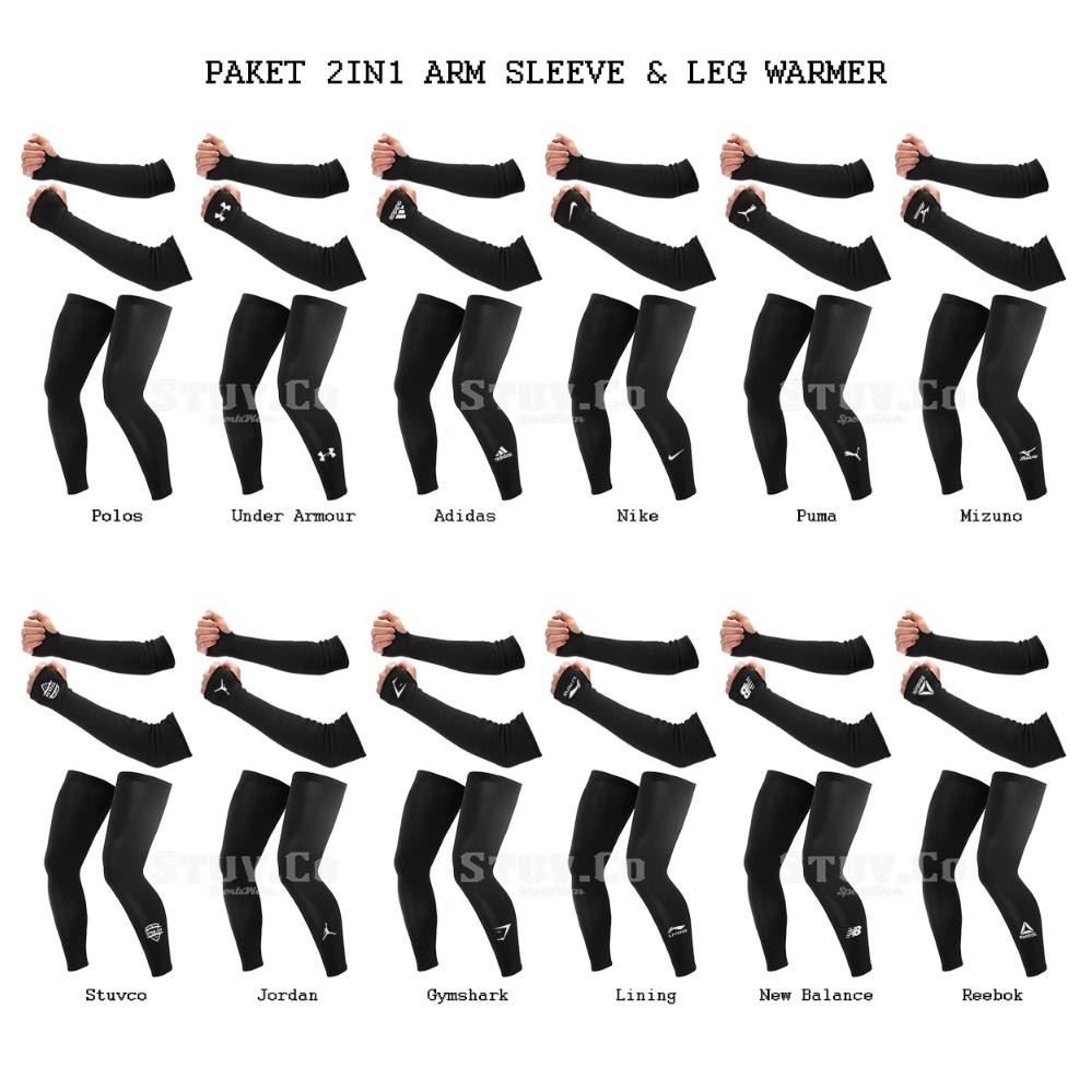 2IN1 SETELAN ARM SLEEVE HANSOCK ARMSLEEVE HANDSOCK LEG WARMER SET MANSET KAKI PELINDUNG LUTUT OLAHRA