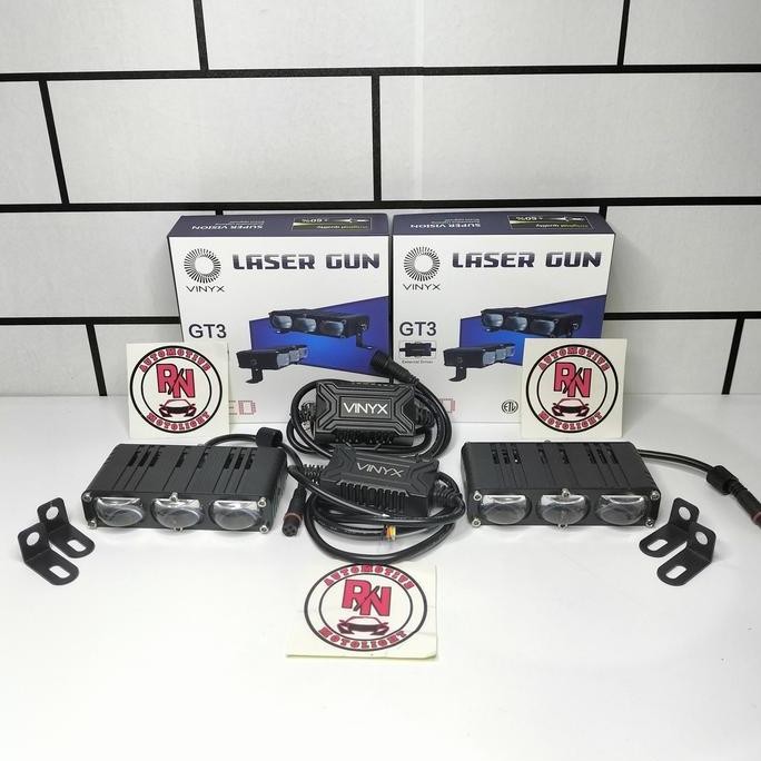 Lampu Sorot Kabut Mini Laser Slim VINYX GT3   3 Mata Sinar Putih Kuning Motor Mobil