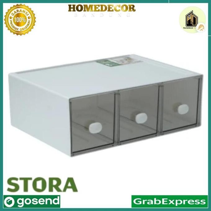 

Terlaris Stora Laci Penyimpanan 3 Kompartemen Stackable - Putih / Stackable Drawer 3 Compartment Wht