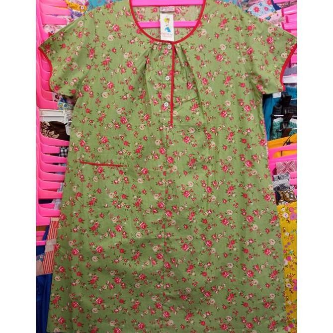 Daster Pretty Girl Bahan Katun Jepang Lokal Lengan Pendek Tebal Adem Premium Cantik Bunga Tidur Hami