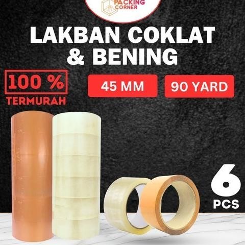 

[AFF] 1 SLOP / 6PCS Lakban Bening Coklat 2 Inch 90 Yard Plakban Bening Coklat 45MM 2 Inci 90Yard 1 Slope AST