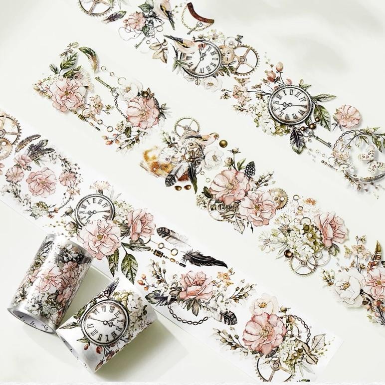 

WT The Washi Tape selotip transparan motif bunga cantik beautiful flower journaling AST