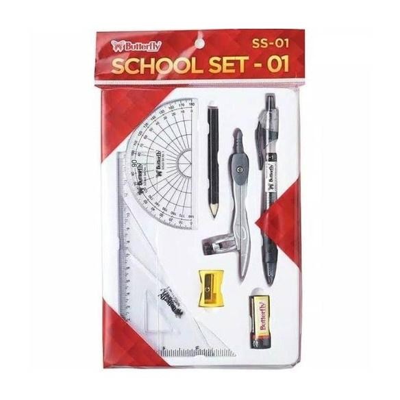 

[SET] Paket Alat Tulis Sekolah Lengkap Pensil Pulpen Jangka Penggaris - Butterfly SS-01 MURAH AST