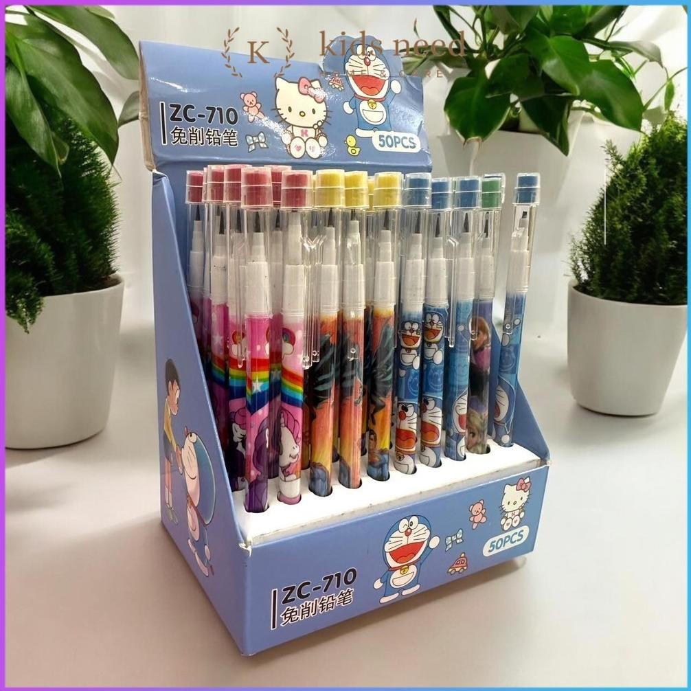 

(50pcs) pensil bensia isi ulang motif boneka /pensil lantu susun cabut harga per box