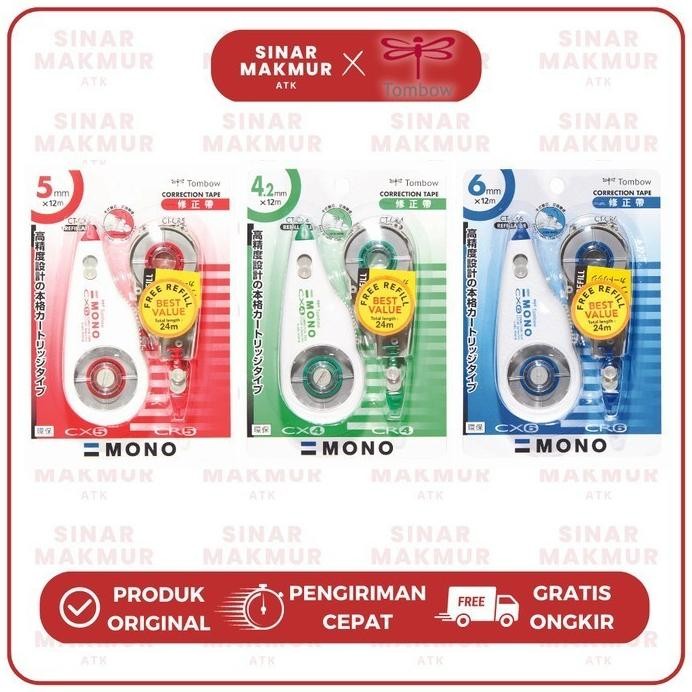 

Correction Tape/Tipex Kertas CT-CX 12 meter + Refill Mono Tombow (Set)