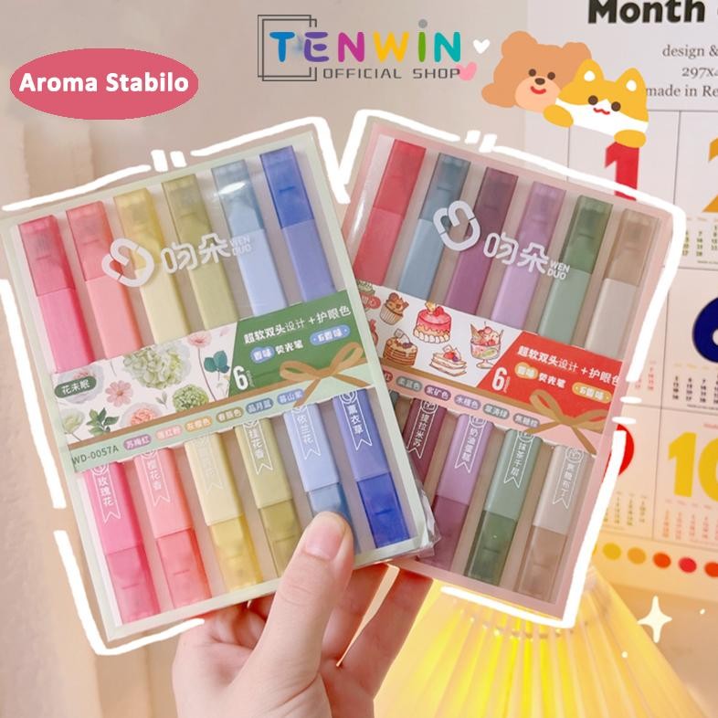 

Stabilo pastel/Highlighter/Stabilo lucu/Stabilo 6 Warna/Set-Tenwin