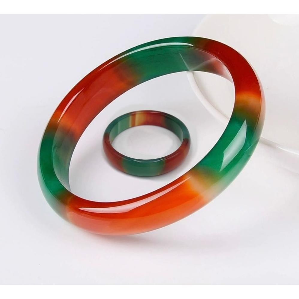 sfI SET GELANG CINCIN BATU GIOK PRIA DAN WANITA ASLI BATU GIOK MADE IN CHINA ELEGAN BATU NATURAL AST