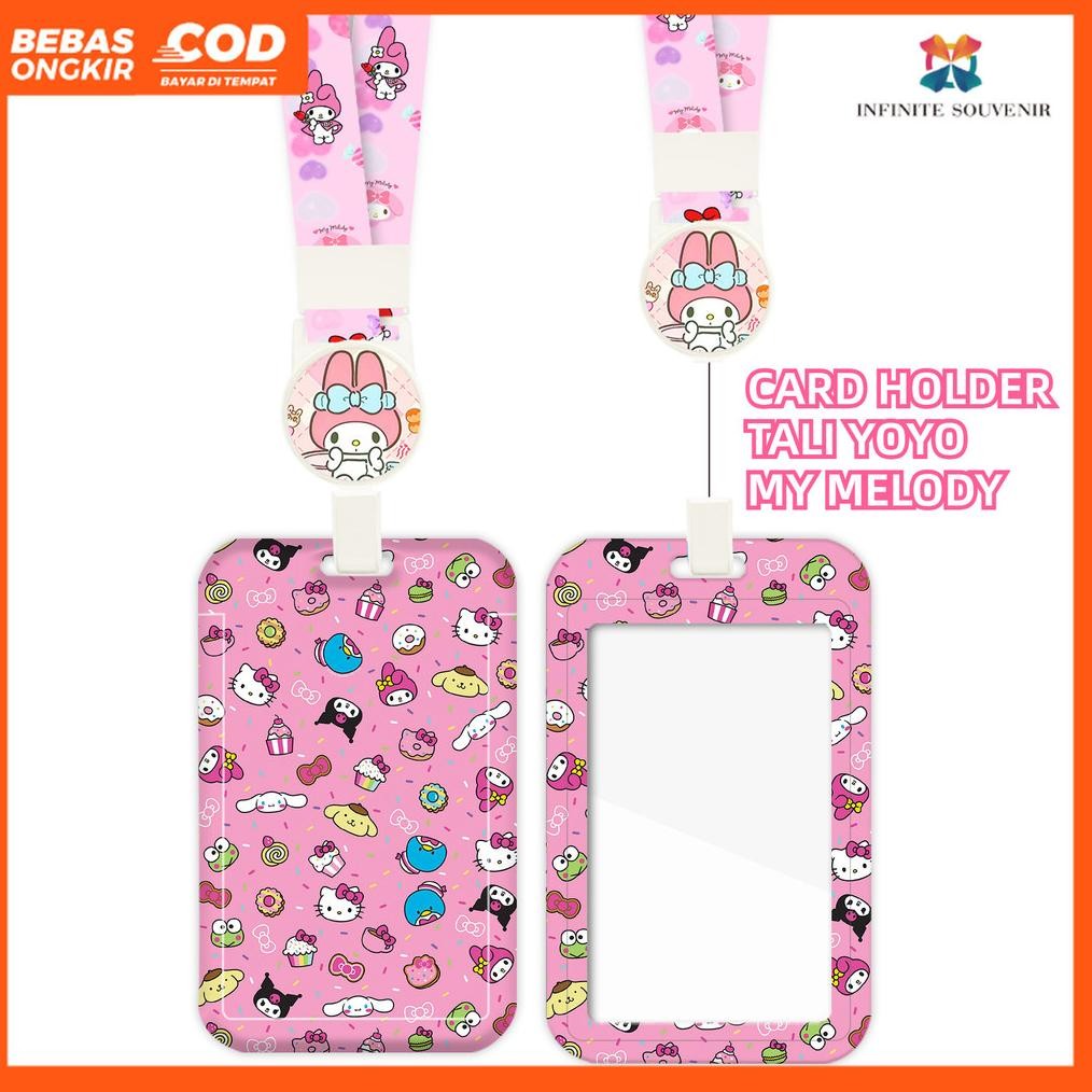 

(N017) ID Card Holder Tali Yoyo MY MELODY / Nametag Yoyo Sanrio/ Card Holder Yoyo / Card Holder Tali Bisa Ditarik AST