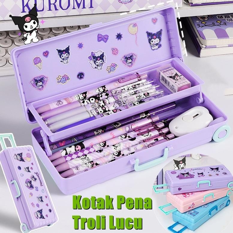 

WORMYTempat Pensil Pencil Case Large Capacity Anime Kartun Pensil Kasus Troli Kotak Alat Tulis Lucu Anjing Pensil Kotak Persegi Panjang AST