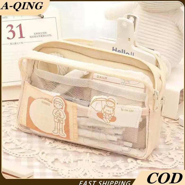 

KOTAK PENCIL ANAK / KOTAK PENSIL TRANSPARAN / Aesthetic Pencil Case Large Tempat Pensil Pen Pouch Lucu Stationery Organizer AST
