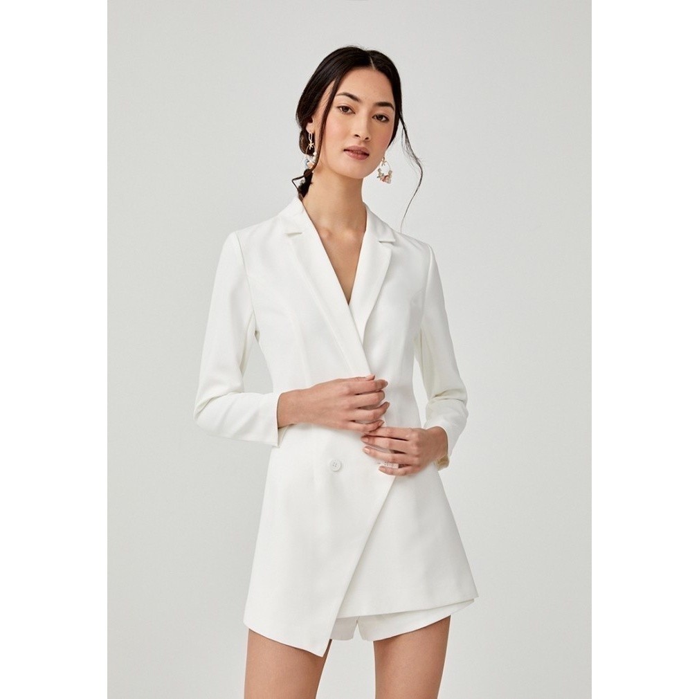 Love, Bonito - Paleon Asymmetrical Foldover Tuxedo Playsuit - White