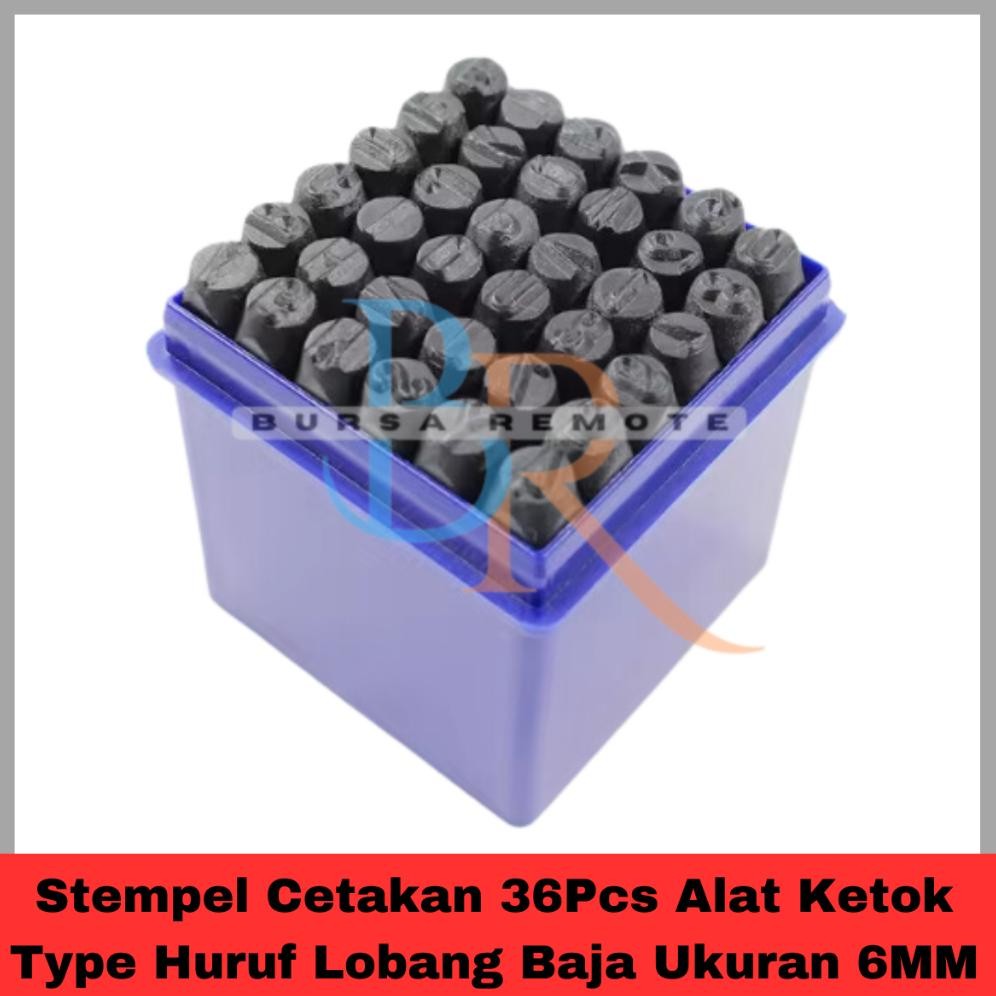 

Stempel Cetakan 36Pcs Alat Ketok Type Huruf Lobang Baja Ukuran 6MM AST