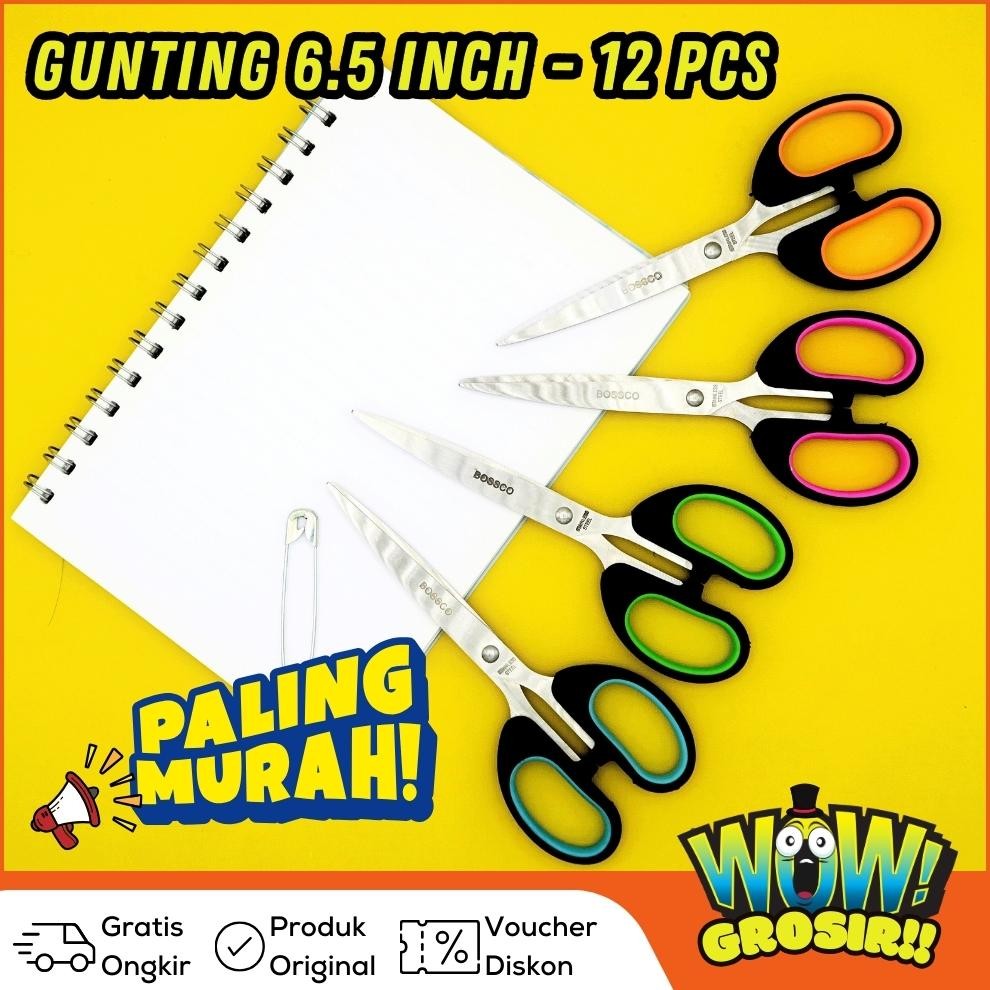 

1 lembar (12 pcs) Gunting Scissors BOSSCO 6.5 Inch BC-666 AST