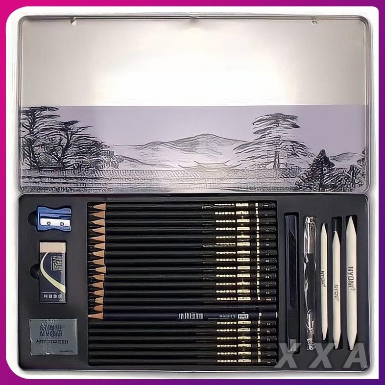 

Sketch Drawing Pencil Tin Case Box Set 29 Pensil Lukis Sketsa AST