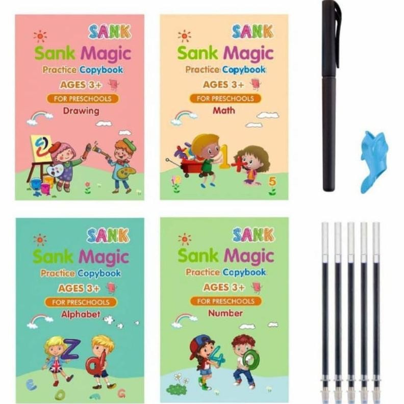 

BUKU BELAJAR ANAK ANAK SANK Magic Practice Book 1 SET ISI 4 BUKU + PULPEN AST