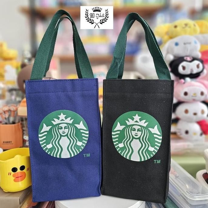 Tas Termos Black Canvas Tumbler Sarung Botol Minum Elastis Size Besar