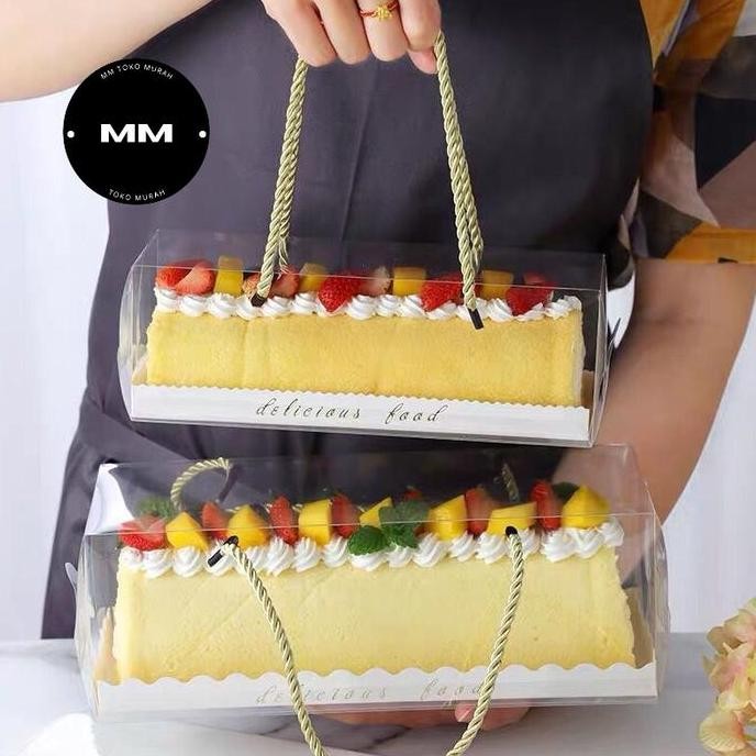 

10Pcs 27,5X11X9,5Cm Box Mika Tali Bolu Gulung Mika Roll Cake Panjang