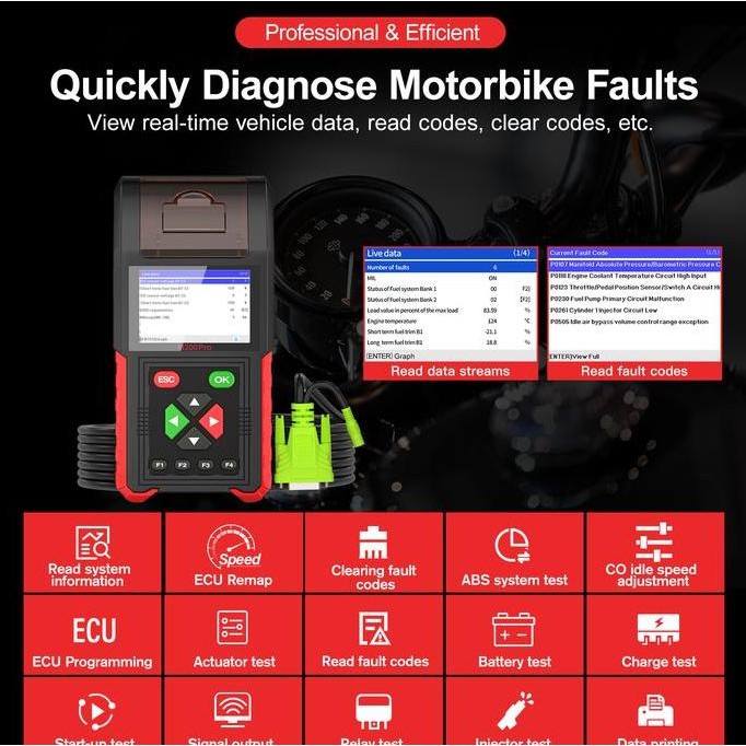 Sale 2024 Jdiag Motorcycle Scanner M200Pro Universal Motorcycle Scanner