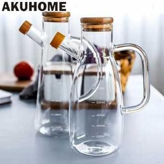 Botol Minyak Goreng Kaca Anti Panas Aesthetic Unik Tutup Kayu
