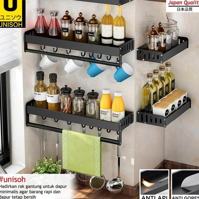 Unisoh Rak Dapur Gantung Rak Aluminium Rak Dapur Serbaguna