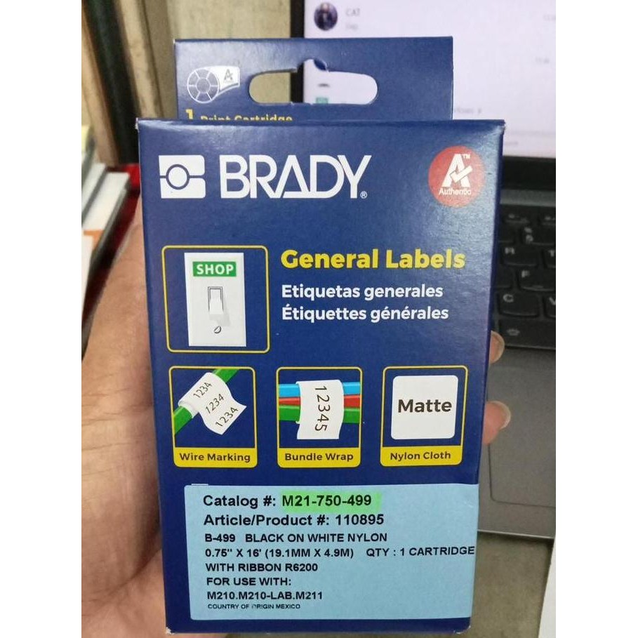 

Cartridge Label Brady Nylon M21-750-499 White New Stok