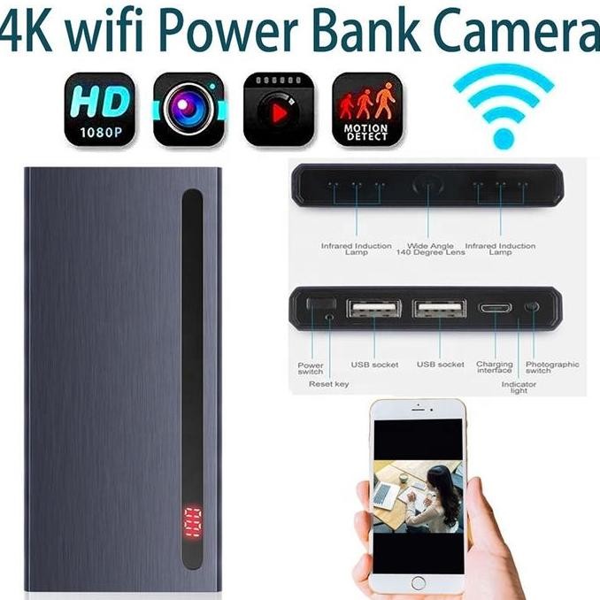 Tersedia Powerbank Hidden Wifi Spy Camera 4K Kamera Tersembunyi Pengintai