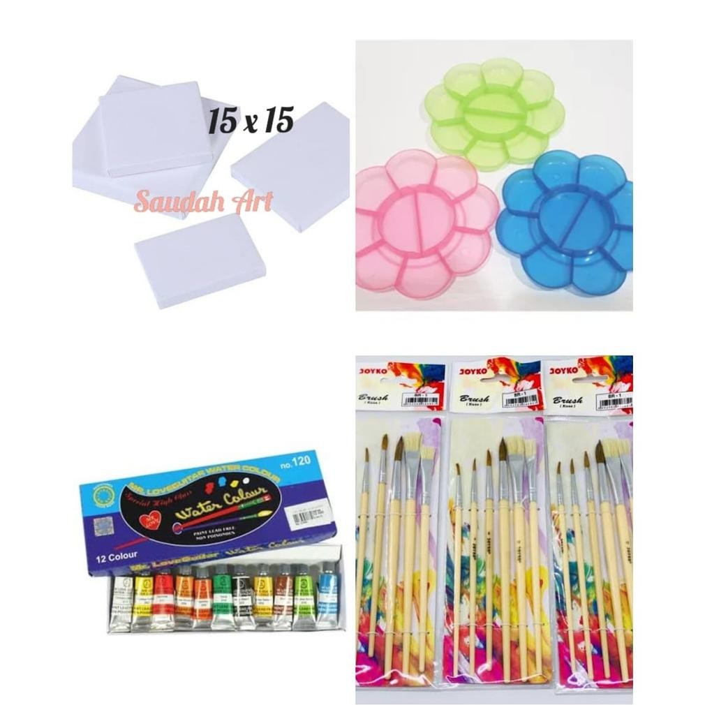 

Paket Kanvas Lukis (kanvas 15x15,palet,kuas,cat air) AST