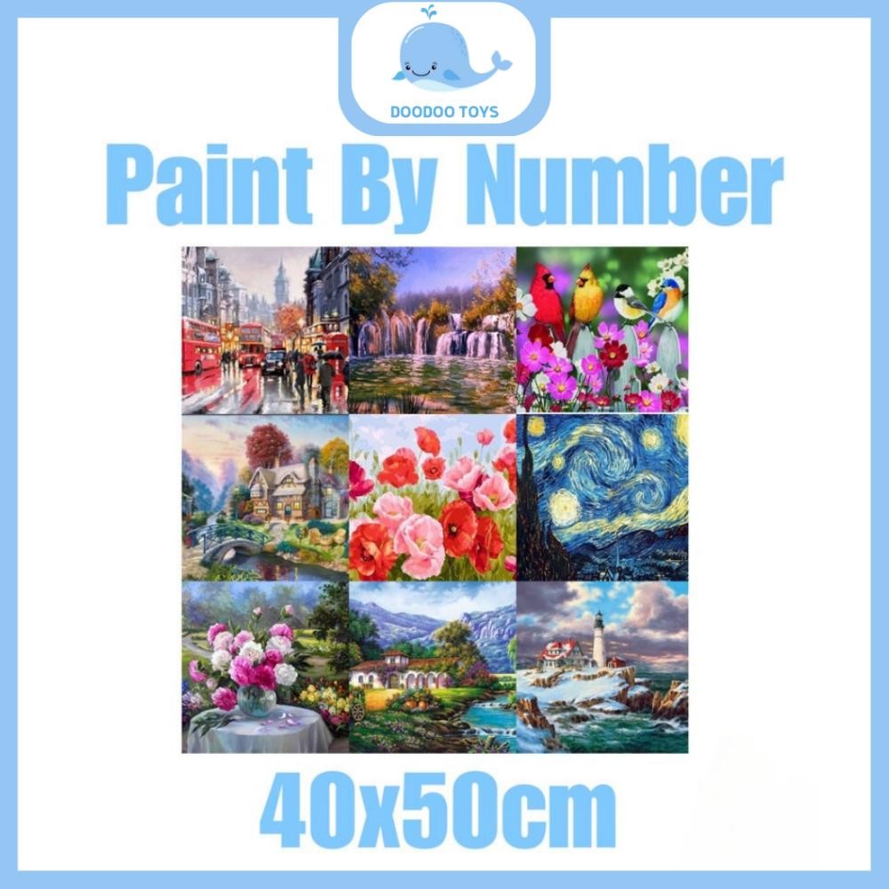 

(BIG SALE)Canvas Paint By Number Kit 40x50cm - Digital Oil Painting DIY Paint By Number Lukisan - Paint By Number Starry Night Murah AST
