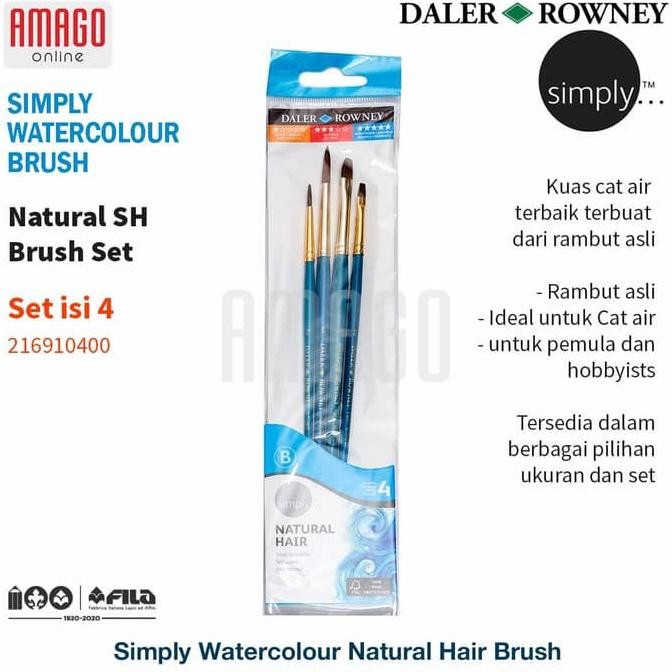 

Kuas DALER-ROWNEY Simply Watercolour Natural Sh Brush Set 4 pcs - 216910400 AST