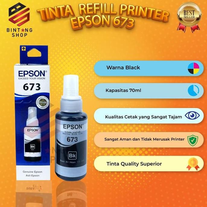 1 Set 6 Pcs Tinta Epson 673 Kemasan Baru For Printer L800 L805 L805 New Stok