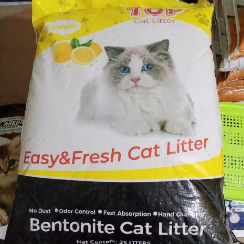 Pasir wangi gumpal TOP cat litter 25 litter Lemon  | pasir kucing TOP cat litter 25 litter