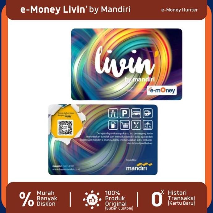Murah Kartu Perjalanan E-Money Livin' Oleh Mandiri Original Etoll Nfc Cetak Kartu Atm - Asli