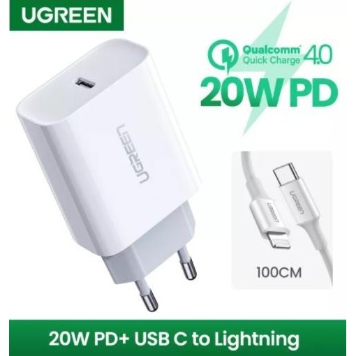 Ugreen Combo Pd Charger + Cable Type C Lightning Mfi Pd 3.0 36 Watt