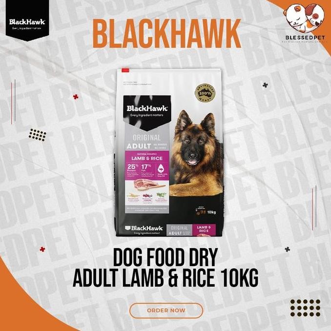 TERBARU - BLACKHAWK Dog Food Dry Adult LAMB & RICE 10KG