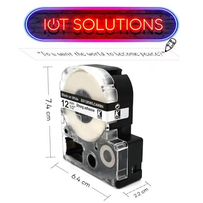 

Label Tape Lc4Wbn Ss12Kw Compatible Epson Lw300 Lw400 Kingjim 9Mm 8M New Stok