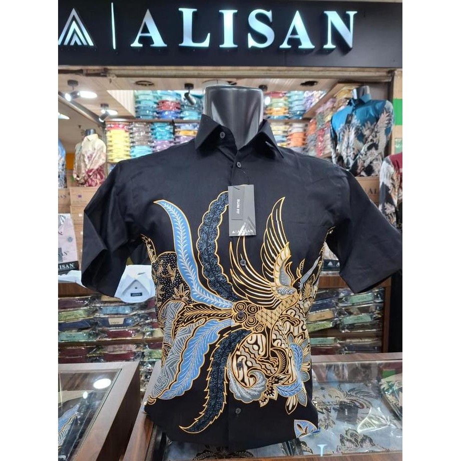 ALISAN Original Kemeja Batik Lengan Pendek - // HITAM //