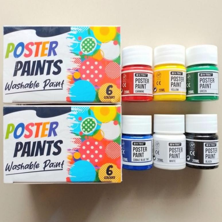 

Cat Poster Paints V-TEC 20ml 6 Warna Botol ( Set ) [ Original ] AST