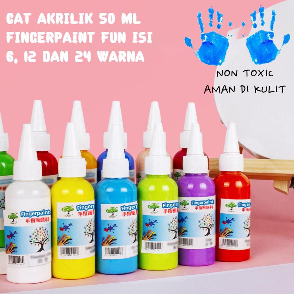 

CAT AKRILIK 50 ML FUN FINGERPAINT DAPAT DIGUNAKAN UNTUK CAT TELAPAK TANGAN AMAN DAN NON-TOXIC ISI 6, 12 DAN 24 WARNA AST