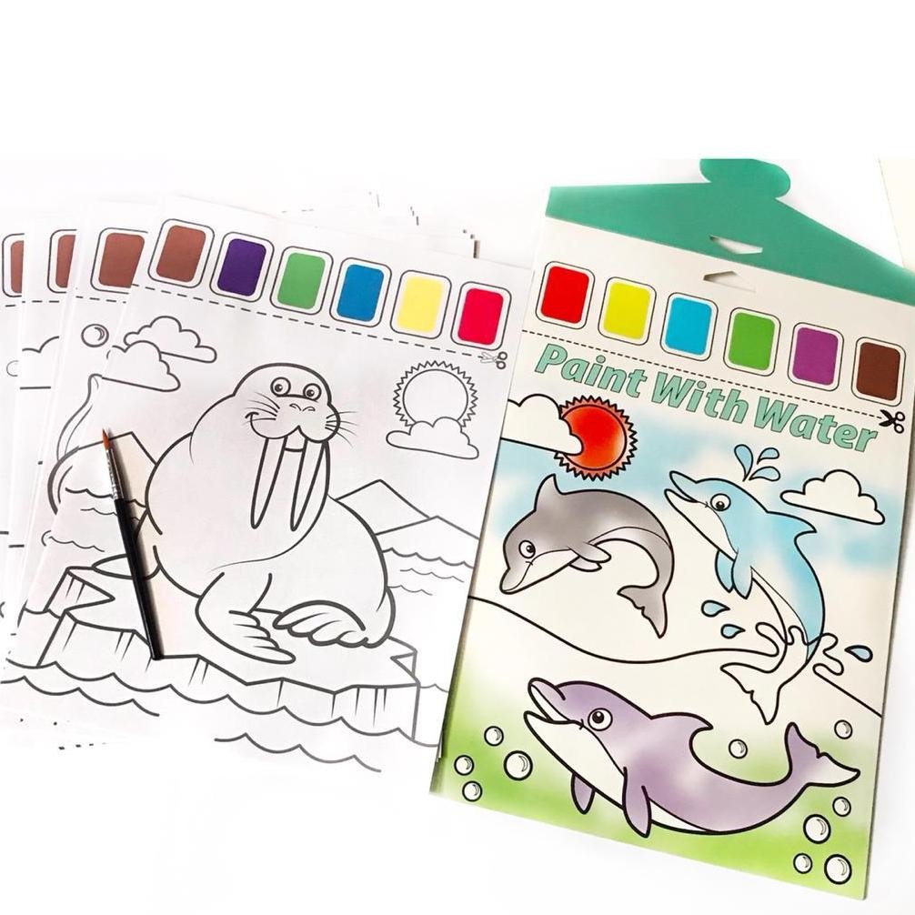 

Paint With Water Mainan Aktivitas Mewarnai dengan Cat Air isi 12 gambar AST