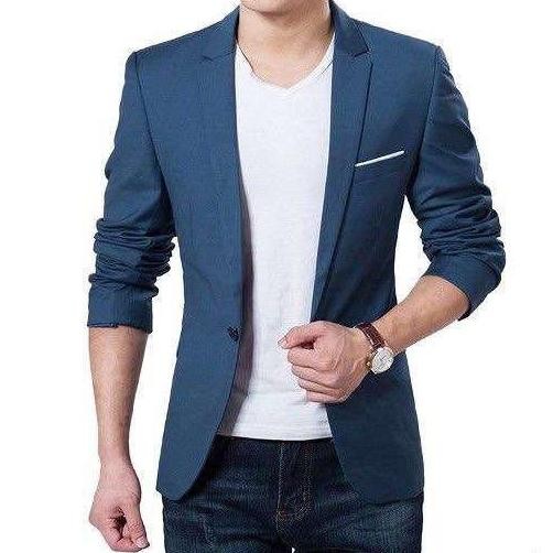 [blazer hugo navy OT] blazer pria katun stretch navy