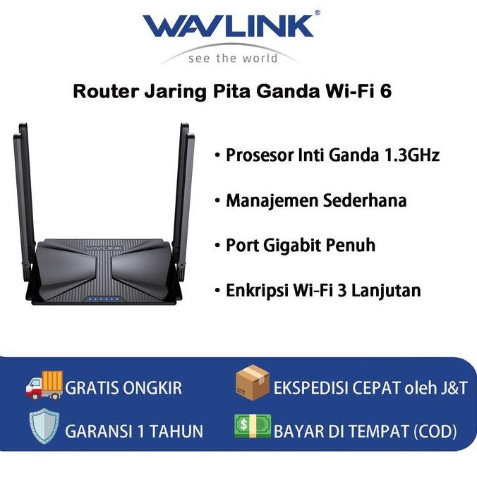 Wavlink Wi-Fi 6 Ax3000 Dual Band Mesh Router, Router Gigabit Nirkabel 802.11Ax Untuk Gaming Dan Vr, 
