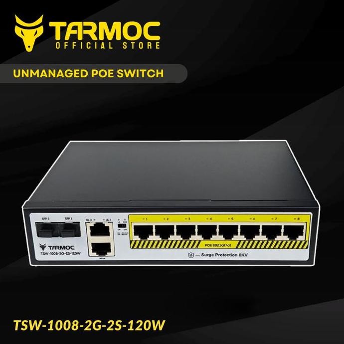 Tarmoc Tsw-1008-2G-2S-120W | 8 Port Gigabit Poe 802.3Af/At Poe Switch 120W New Stok